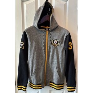 NFL Team Apparel Pittsburgh Steelers Full Zip Hoodie Sweatshirt Gray Medium